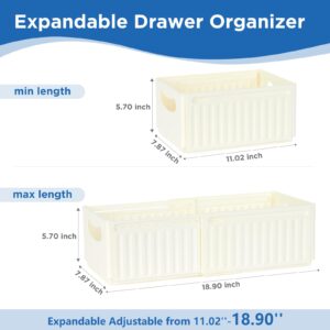 Temary Drawer Organizers Adjustable Drawer Dividers Large Dresser Drawer Organizer Bins for Clothes, Expandable from 11.02''-18.90'' Drawers Separators Storage Bins for Clothing, Underwear, Socks