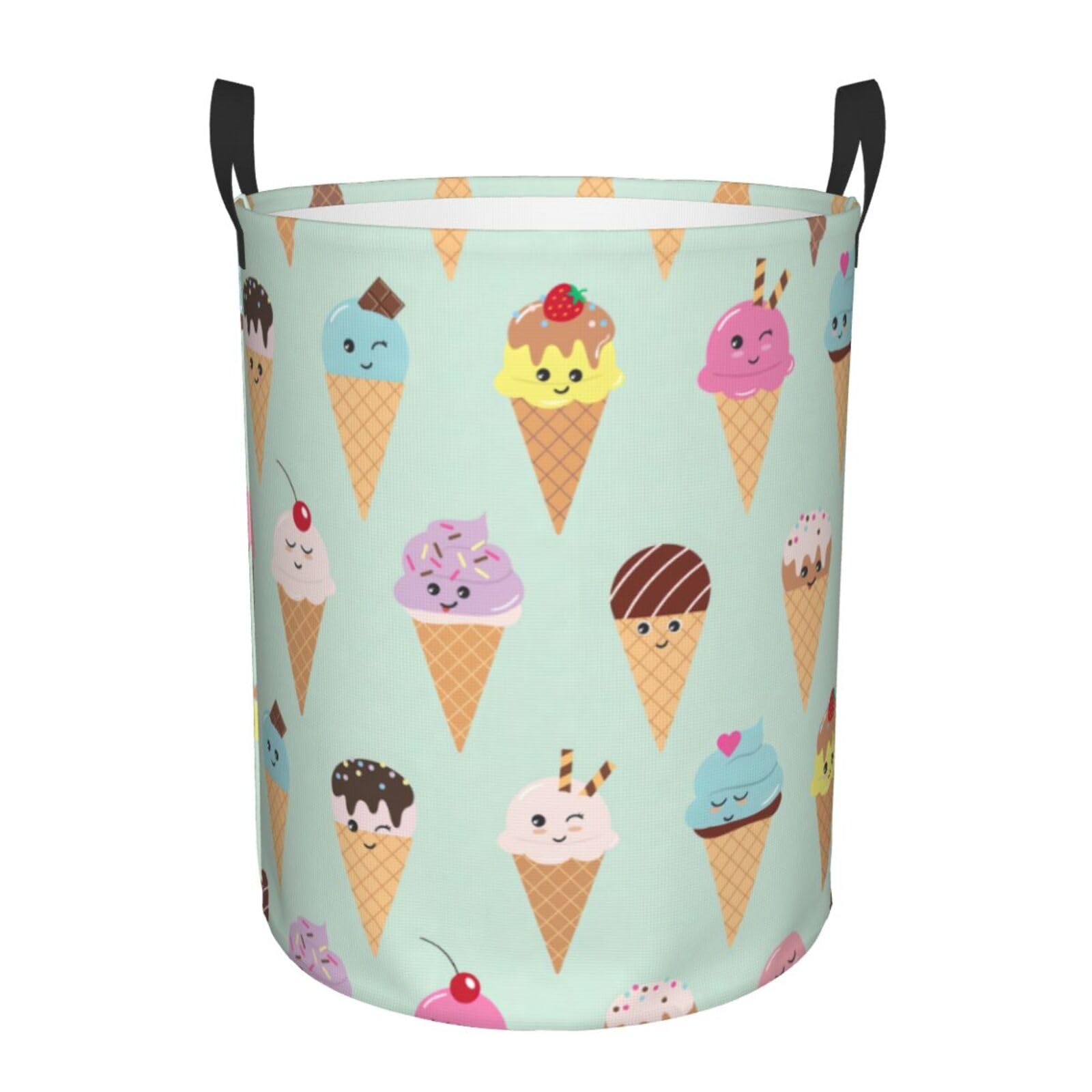 Ice Cream Cones Print Laundry Hamper, Storage Basket Toy Organizer Collapsible Waterproof For Bedroom Bathroom