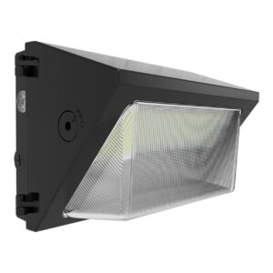 rab w22-m-100 100w led wall pack light, 120-277v, dusk to dawn with photocell, 14087lm, power & color temperature adjustable (3/4/5k), light throw (0-45 deg), 0-10v dim, glass lens, dlc premium