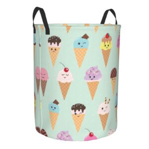 Ice Cream Cones Print Laundry Hamper, Storage Basket Toy Organizer Collapsible Waterproof For Bedroom Bathroom