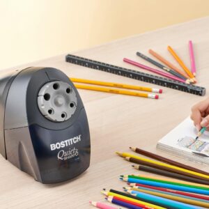 Bostitch Office QuietSharp 6 Electric Pencil Sharpener, Heavy Duty Classroom Sharpener, Size Selector with 6 Different Sizes, Perfect for Classroom and Homeschool Use, Black