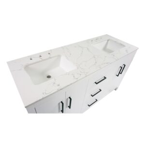 Kitchen Bath Collection Copenhagen 60-inch Double Bathroom Vanity (Engineered Marble/White): Includes White Cabinet with Engineered Marble Countertop and White Ceramic Sink