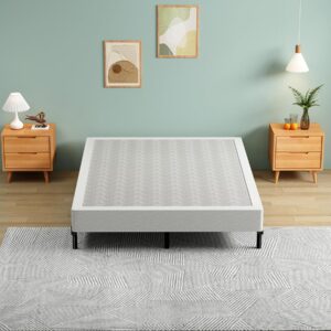 AROMUSTIME 7 Inch Box Spring Queen,Black Heavy Duty Metal Mattress Foundation/Easy Assembly/Non-Slip/No Noise/Easy Clean Fabric Cover