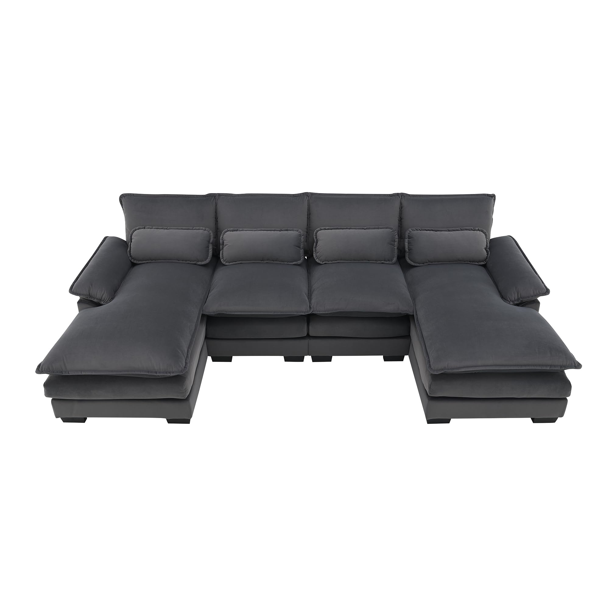 ODUWA Sectional Sofa Couch,110" Modern U-Shaped Sectional Sofa with Waist Pillows,6-Seat Upholstered Velvet Sofa Furniture,Sleeper Sofa Couch with Chaise Lounge for Living Room,Apartment