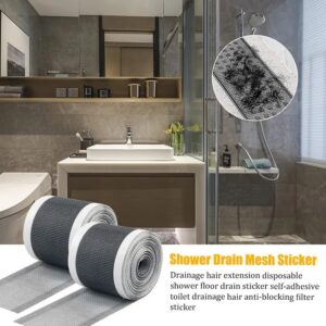 Disposable Hair Drain Stickers, Shower Drain Hair Catcher Mesh Stickers,DIY Drain Cover Hair Catcher for Any Length, Bathroom, Bathtub,Sink, Adhesive Window Screen Repair Tape Kit (2.76'' x 32.8FT)