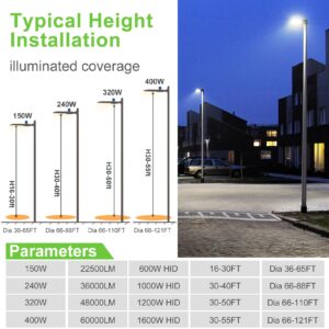 AntLux 240W LED Parking Lot Lighting, 36000LM (150LM/W) LED Parking Lot Lights with Adjustable Arm Mount, 5000K Street Light Dusk to Dawn Photocell, Waterproof LED Shoebox Light-4Pack