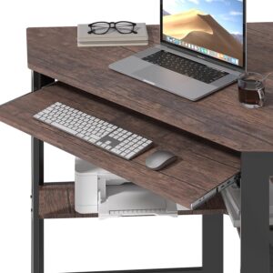 VECELO Corner Computer Desk 41 x 30 inches with Smooth Keyboard & Storage Shelves for Home Office Workstation,Rustic Brown