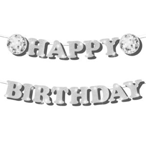 disco ball happy birthday banner, disco birthday party decorations small happy birthday banner birthday party supplies for 70s 80s hippie baby shower