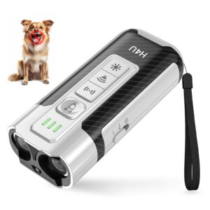 h4u dog training aid to stop bad behavior - anti barking device for dogs with led flashlight - ultrasonic dog barking silencer with 2 ultrasonic frequencies - quick charging & effective dog repellent