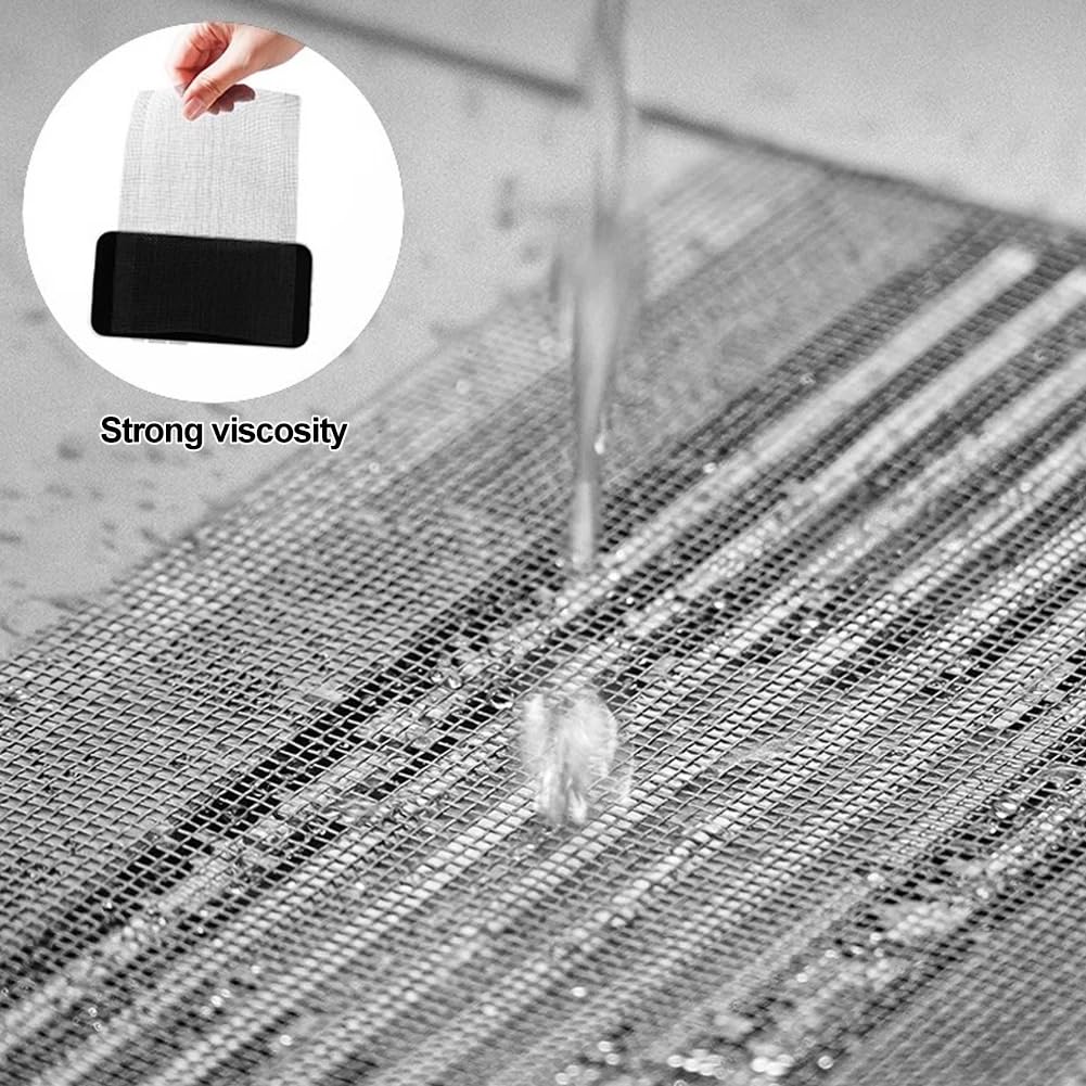 Disposable Hair Drain Stickers, Shower Drain Hair Catcher Mesh Stickers,DIY Drain Cover Hair Catcher for Any Length, Bathroom, Bathtub,Sink, Adhesive Window Screen Repair Tape Kit (2.76'' x 32.8FT)