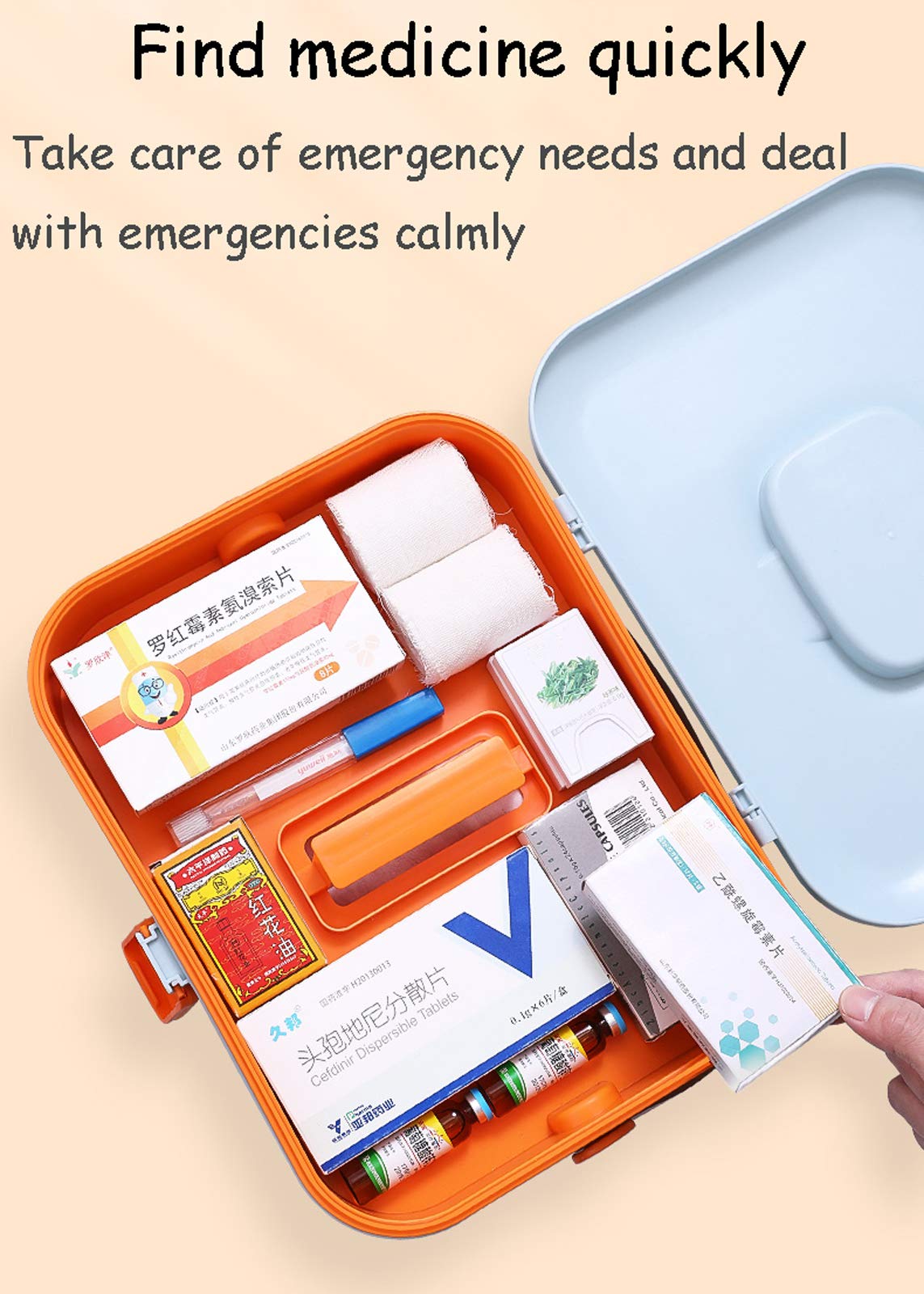 ZMQJEQANBG Family First Aid Box,Portable Medicine Chest Storage,First Aid Box, Portable Pill Drug Storage Box, Portable Medicine Medicine Chest with A Handle, for Household,Travel,Work S 25.5X19.5X19.