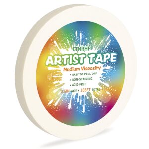 etnrhp white art tape medium tack artist masking tape paper acid free tape watercolor painters tape artists tape for drafting art watercolor painting canvas framing, 0.6 inch wide 165ft long