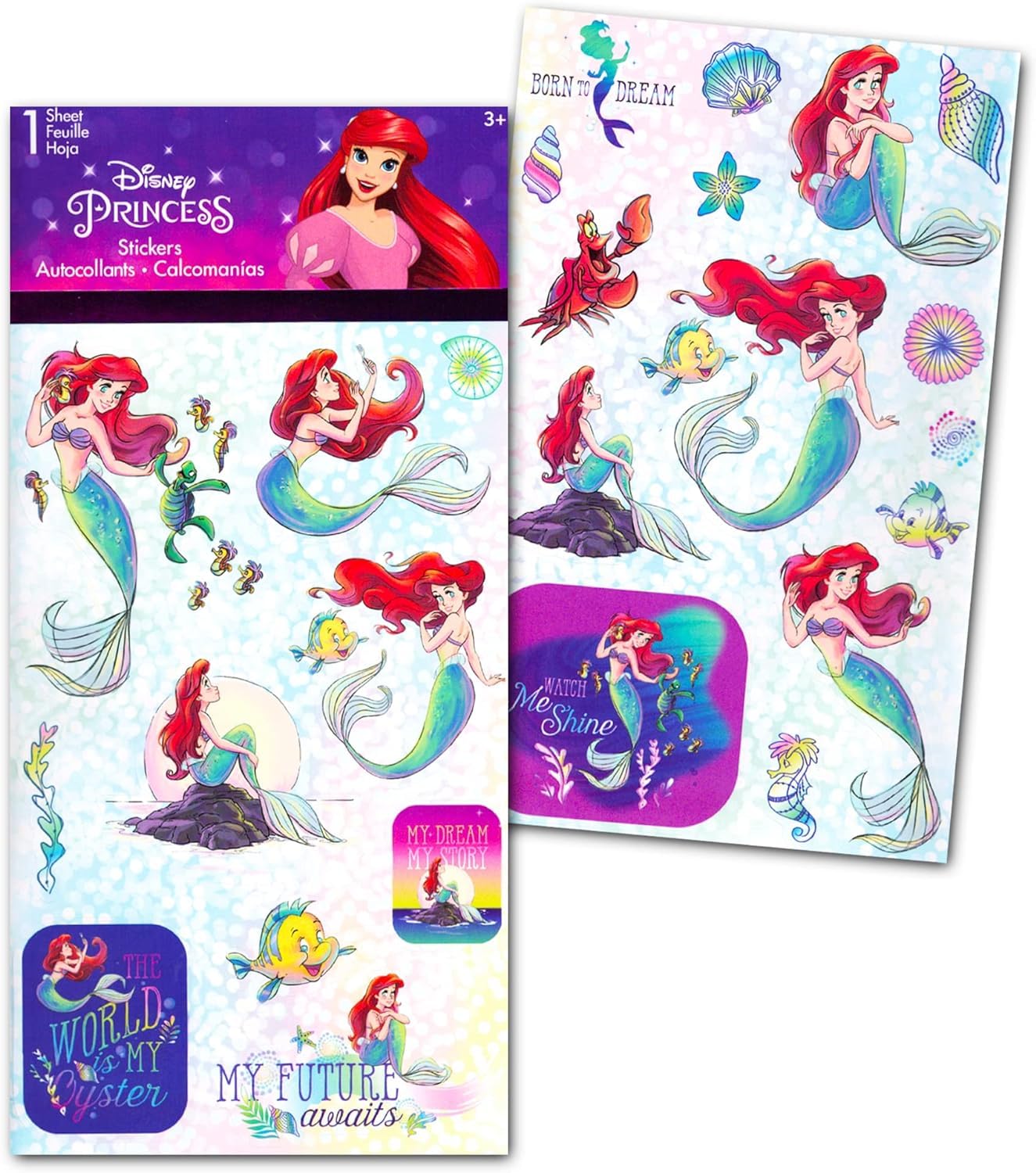 The Little Mermaid Twin Bedding Set for Toddlers - Bundle Includes Ariel Sheets with Flat Sheet, Fitted Sheet, and Pillowcase for Twin Bed Plus Stickers, More | Little Mermaid Bedroom Decor