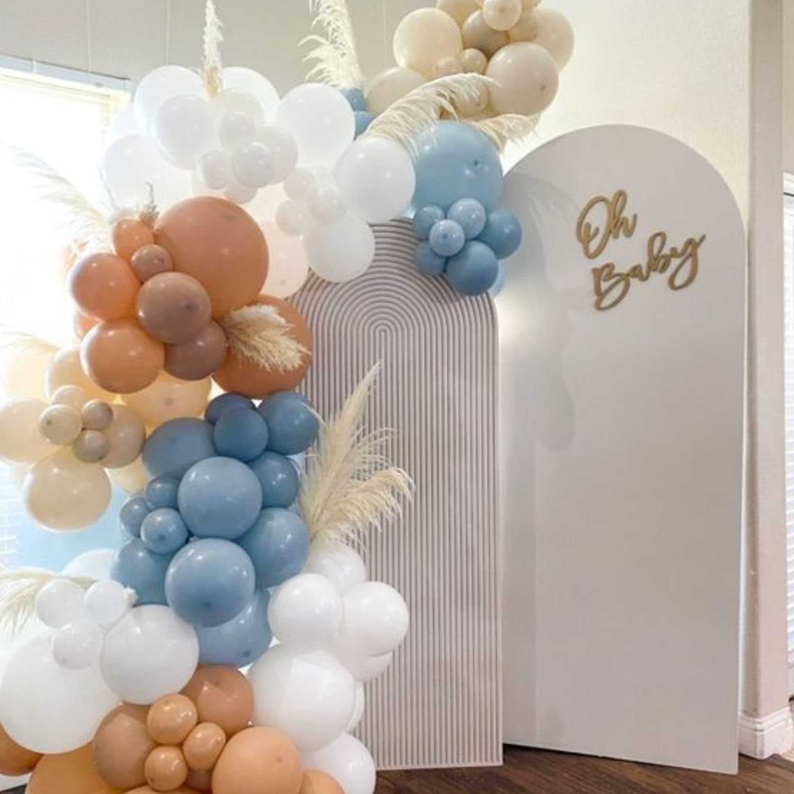 Orange And Blue Balloons,60 Pcs 12 Inches Orange Macaron Orange Retro Sea Blue Teal Ivory White Balloons With Ribbons for Birthday Baby Shower Graduation Engagement Party Decorations