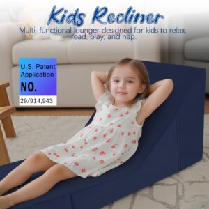 MeMoreCool Toddler Couch Fold Out Sofa Bed, Kids Lounge Chair Foldable Floor Lounger, 3-in-1 Folding Children Chair Bed, Pull Out Recliner for Toddlers 1-3, Navy