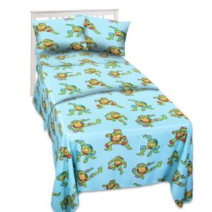 Teenage Mutant Ninja Turtles Bedding Set Toddler Bed - Bundle with TMNT Bed Sheets with Flat Sheet, Fitted Sheet, and Pillowcase for Twin Bed Plus Tattoos, More | TMNT Sheets Twin