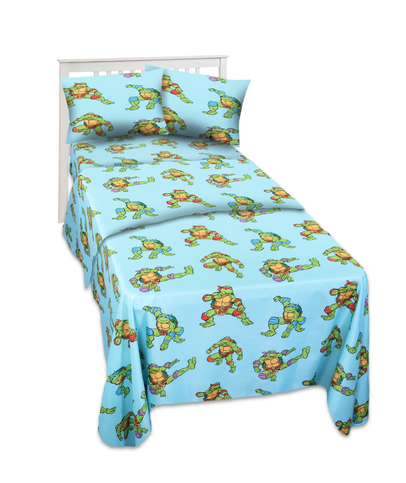 Teenage Mutant Ninja Turtles Bedding Set Toddler Bed - Bundle with TMNT Bed Sheets with Flat Sheet, Fitted Sheet, and Pillowcase for Twin Bed Plus Tattoos, More | TMNT Sheets Twin