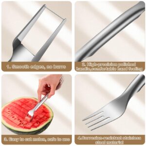 2-in-1 Stainless Steel Fruit Cutter, Dual Head Watermelon Fork Slicer, Fruit Forks Slicer Knife for Home Kitchen (1 Pcs)