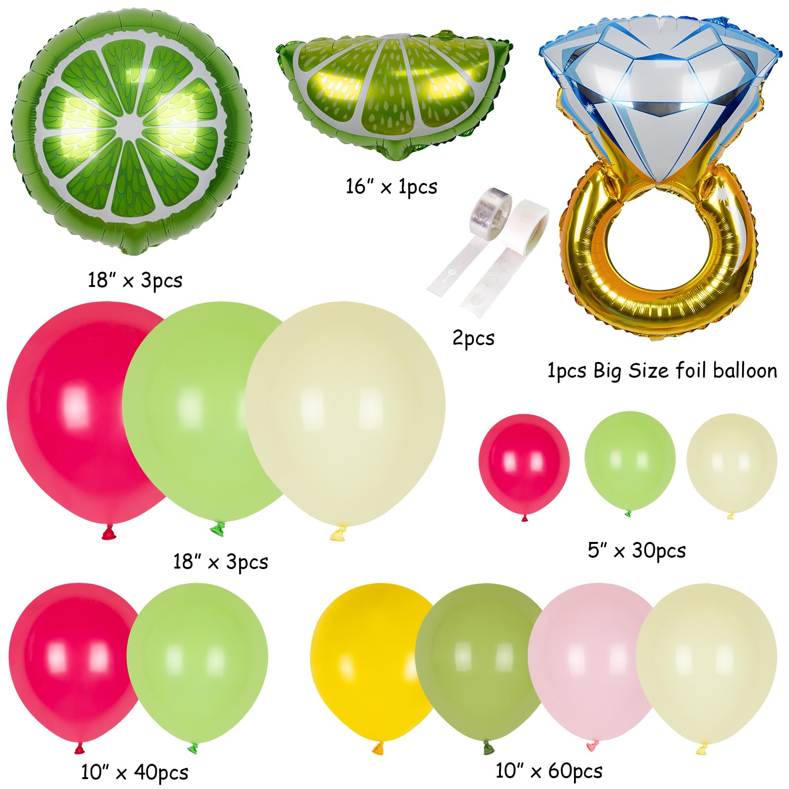 Generic Bachelorette Party Decorations, 18"" 10"" 5"" Bachelorette Balloon Arch with Lemon Ring Balloons for Bridal Shower Girls Birtdhay Mexican Fiesta Bachelorette Party Decorations