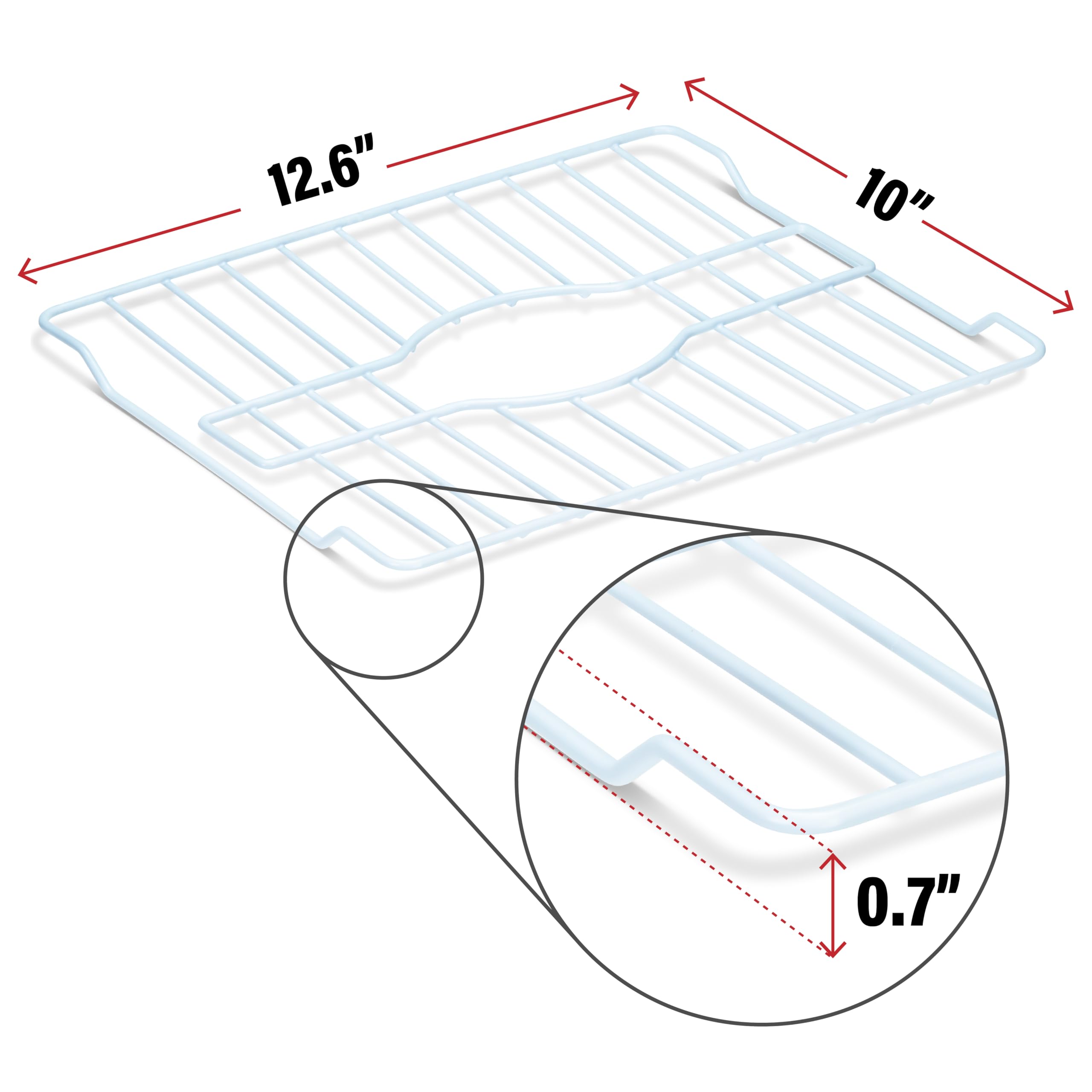 DecorRack Sink Protectors for Kitchen Sink, 12" x 10" Metal Dish Drying Rack for Sink, Sink Grate with Center Drain, Protects from Stains, Scratches, Dishwasher Safe, Standard Size (2 Pack)