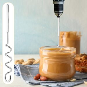 Peanut Butter Stirrer, 11.8 Inch Stainless Steel Nut Butter Mixer Peanut Butter Stirring Tool Drill Nut Butter Stirrer Fast Mixing Stirrer Utensil for Mixing Various Peanut Butter Jam