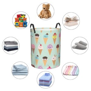 Ice Cream Cones Print Laundry Hamper, Storage Basket Toy Organizer Collapsible Waterproof For Bedroom Bathroom