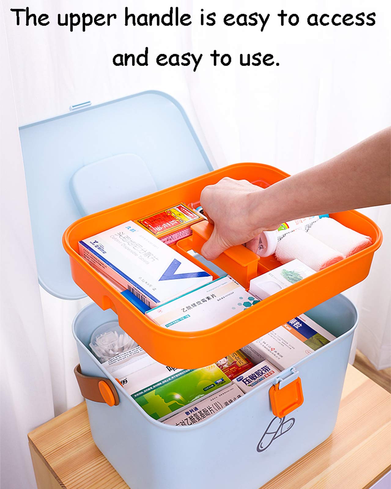 ZMQJEQANBG Family First Aid Box,Portable Medicine Chest Storage,First Aid Box, Portable Pill Drug Storage Box, Portable Medicine Medicine Chest with A Handle, for Household,Travel,Work S 25.5X19.5X19.