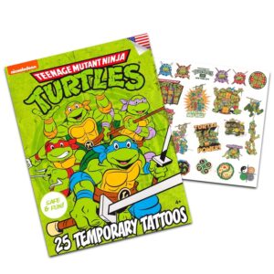 Teenage Mutant Ninja Turtles Bedding Set Toddler Bed - Bundle with TMNT Bed Sheets with Flat Sheet, Fitted Sheet, and Pillowcase for Twin Bed Plus Tattoos, More | TMNT Sheets Twin