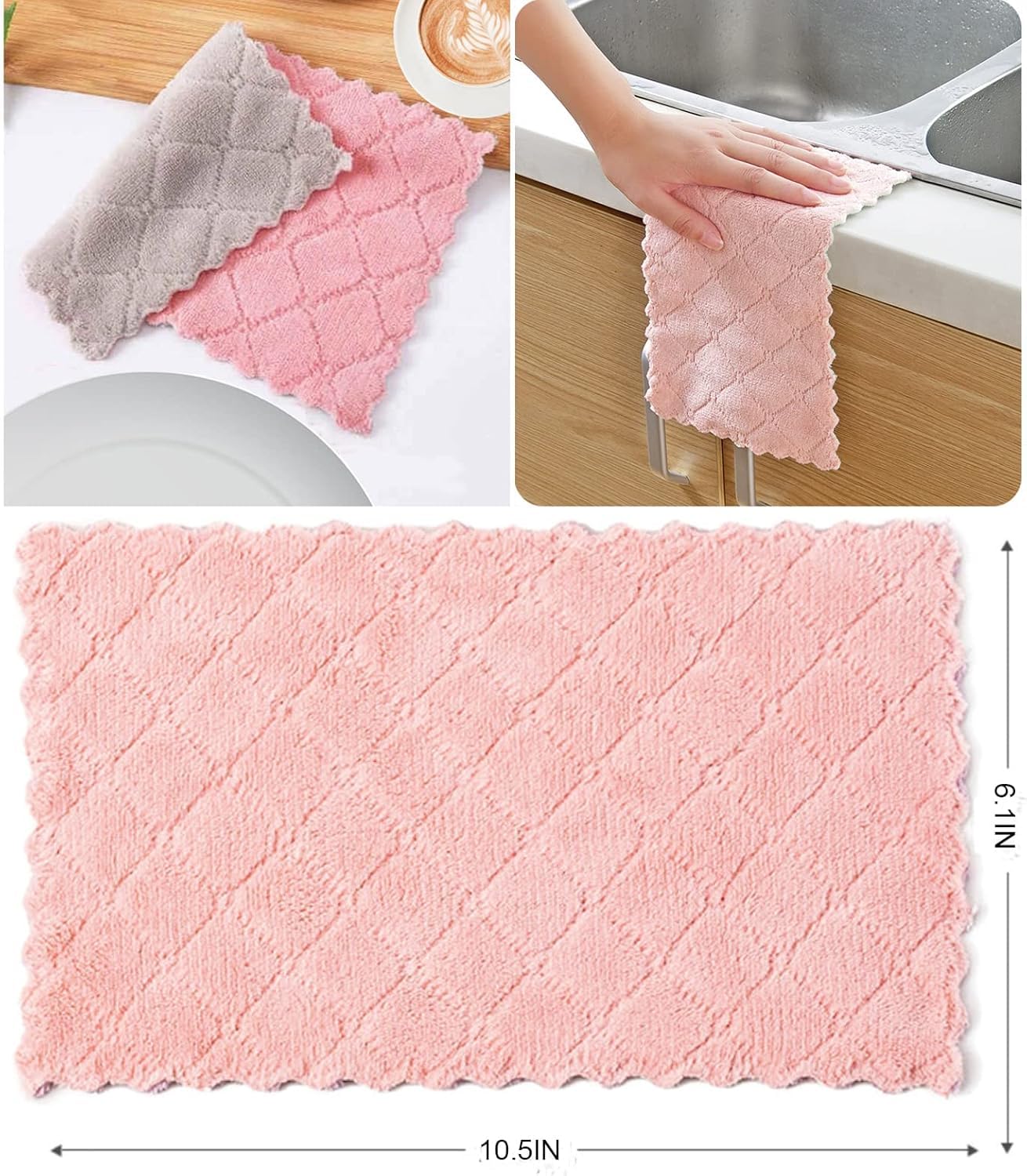 24 Pack Kitchen Cloth, Microfiber Dish Towels Washcloths, Super Absorbent Coral Velvet Dishtowels, Premium Cleaning Cloths,Non-Stick Oil Quick Dry Dish Towels, Soft Tea Towels, Table Cleaning Cloths.