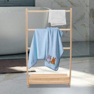 free standing towel rack, bamboo freestanding towel rack for bathroom with bottom storage shelf, blanket drying display rack for bathroom, living room