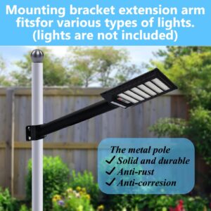 Light Pole Mount, Solar Lighting Mounting Bracket Extension Pole Kit, Wall Mounted Arm for Street Light, Barn Lamp, Post Tree （2 Pack Black）