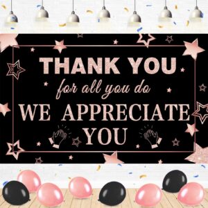 we appreciate you banner decorations thank you banner thank you for all you do backdrop for teacher employee staff doctors nurse poaster volunteer appreciation week party decor - rose gold & black