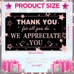 We Appreciate You Banner Decorations Thank You Banner Thank You for All You Do Backdrop for Teacher Employee Staff Doctors Nurse Poaster Volunteer Appreciation Week Party Decor - Rose Gold & Black