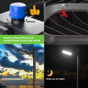 AntLux 240W LED Parking Lot Lighting, 36000LM (150LM/W) LED Parking Lot Lights with Adjustable Arm Mount, 5000K Street Light Dusk to Dawn Photocell, Waterproof LED Shoebox Light-4Pack