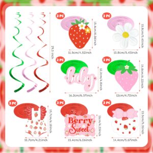 Strawberry Baby Shower Party Hanging Swirls Decorations, Strawberry Theme 1st Birthday Ceiling Streamers, Summer Fruit A Berry Sweet Baby is on the Way Baby Shower Mom to Be Girls First Birthday Party