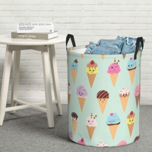 Ice Cream Cones Print Laundry Hamper, Storage Basket Toy Organizer Collapsible Waterproof For Bedroom Bathroom