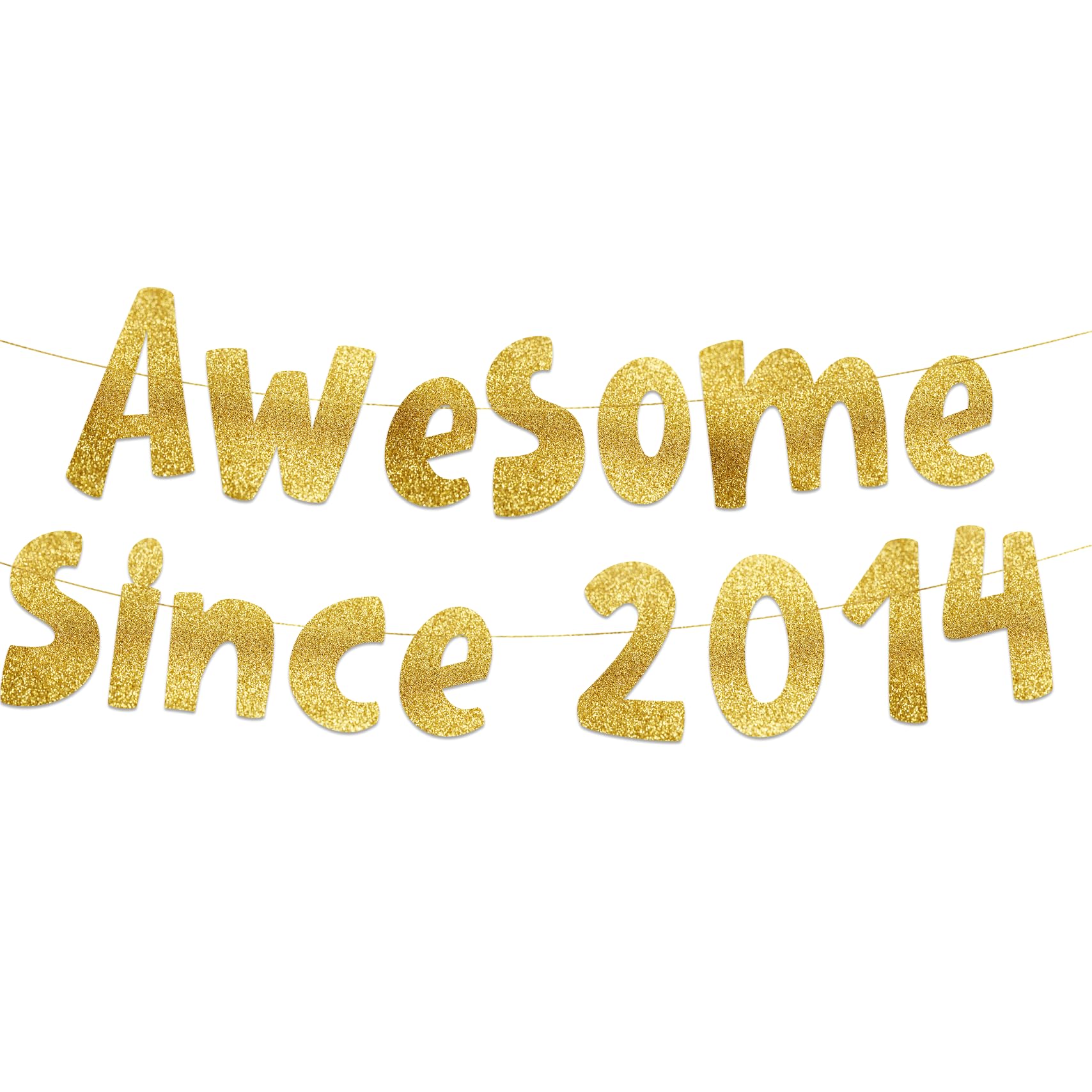 Awesome Since 2014 Gold Glitter Banner - 10th Birthday and Anniversary Party Decorations