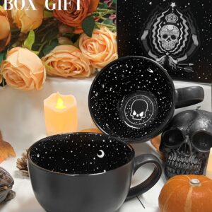 Maaacute Midnight Skull Coffee Mugs with Spoons, Halloween Christmas Birthday White Elephant Weird Gifts for Women Men Girl Friends, Halloween Spooky Witchy Gothis Decor Horror Novelty Tea Cups