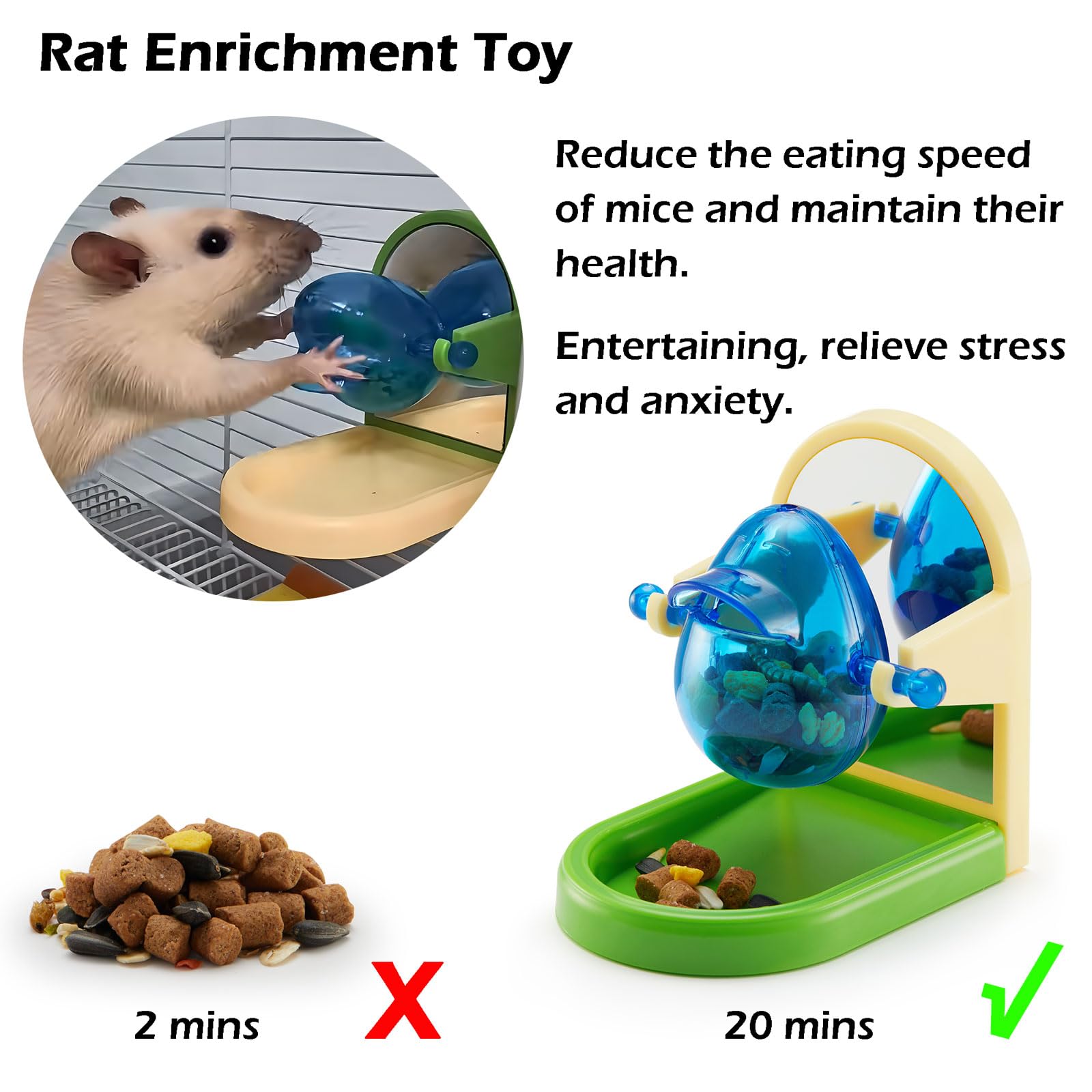 Rat Enrichment Toys, Interactive Foraging Toys For Rats, Intelligence Growth Rat Enrichment Puzzle Games, Treat Dispensing Slow Feeder for Rat Cage Toy, Bird Foraging Toy for Parakeet Conure (1Pcs)