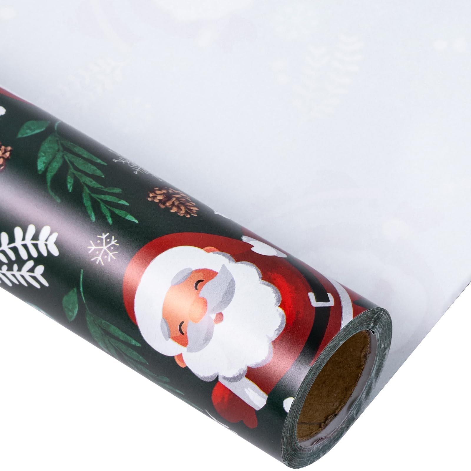 LeZakaa Christmas Wrapping Paper Roll - Santa Claus in Dark Green for Christmas Holiday, Party - 17 inches x 32.8 Feet (46.45 sq.ft.)