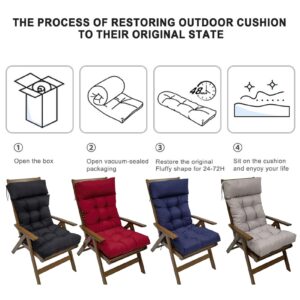 HEYITTE Waterproof Replacement Patio Chair Cushions 49x22Inch, All Weather Fade-Resistant Adirondack Chair Cushion, Thick 4Inch Outdoor Seat Cushions for Patio Furniture with Seat & Back