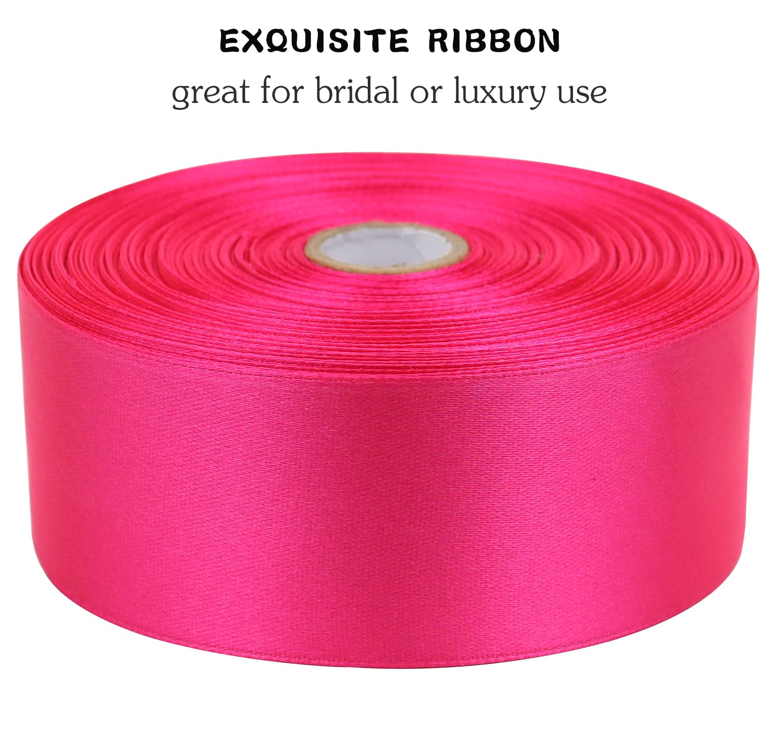 RIUNBB Hot Pink Solid Satin Ribbon 1-1/2 Inch 50 Yards Solid Polyester Fabric Ribbon for Gift Wrapping Wedding Christmas Baby Shower Birthday Party Decoration Handmade Immortal Flower Craft