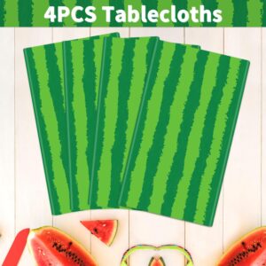 4 Pack Watermelon Rind Tablecloth Green Melon Rectangle Table Cloth Watermelon Party Tablecloth Watermelon Table Covers Watermelon Birthday Party Table Cloth for Beach Pool Party Supply 51 x 86 Inch