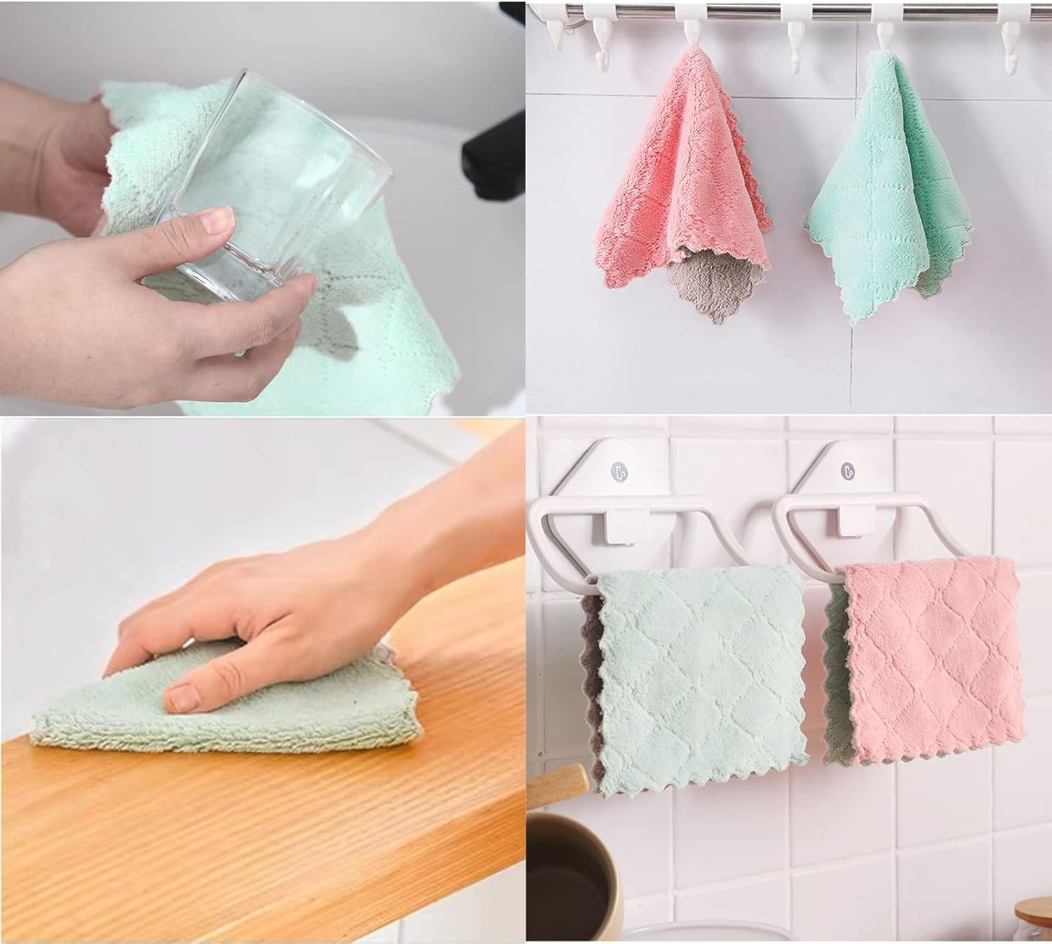 24 Pack Kitchen Cloth, Microfiber Dish Towels Washcloths, Super Absorbent Coral Velvet Dishtowels, Premium Cleaning Cloths,Non-Stick Oil Quick Dry Dish Towels, Soft Tea Towels, Table Cleaning Cloths.