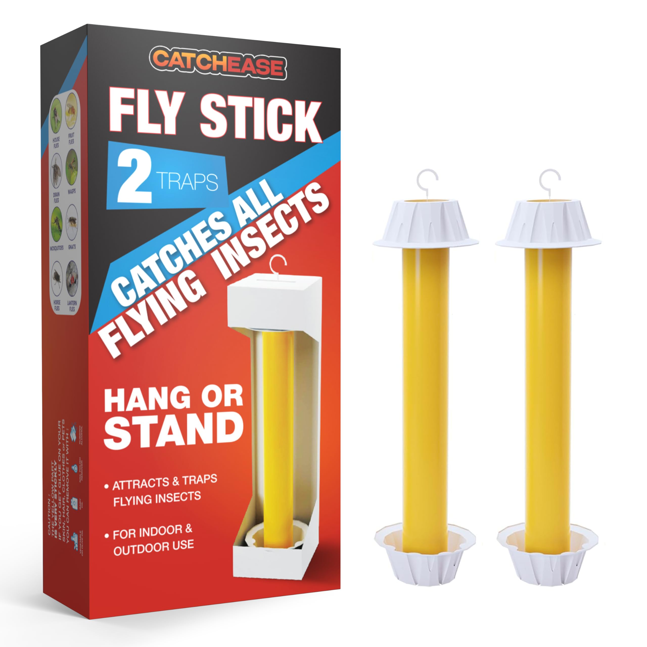 Fly Traps, Ultra Sticky, Non-Toxic, Safe & Ready to use! - Hang Anywhere, Catch Them All! (2 Pack)