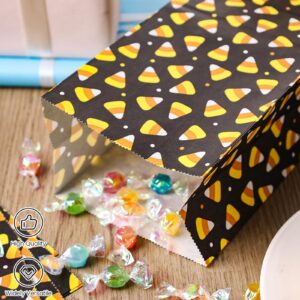 Shindel 27PCS Party Favor Bags, Candy Corn Goodie Bags Halloween Treat Bags Candy Treat Bags with Stickers for Kids Parties Gifts