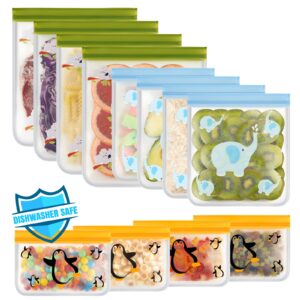 rluahxnby dishwasher safe 12 packs reusable freezer bags storage vegetable bags -bpa free leakproof food storage bags reusable silicone for marinate meats, cereal, vegetables, home bags