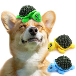 aqezd turtle small dog squeaky toys with ball - loud 2-in-1 plush interactive toy, bpa-free rubber core, non-toxic chew toy for teeth cleaning, ideal for small and medium breeds