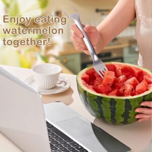 2-in-1 Stainless Steel Fruit Cutter, Dual Head Watermelon Fork Slicer, Fruit Forks Slicer Knife for Home Kitchen (1 Pcs)