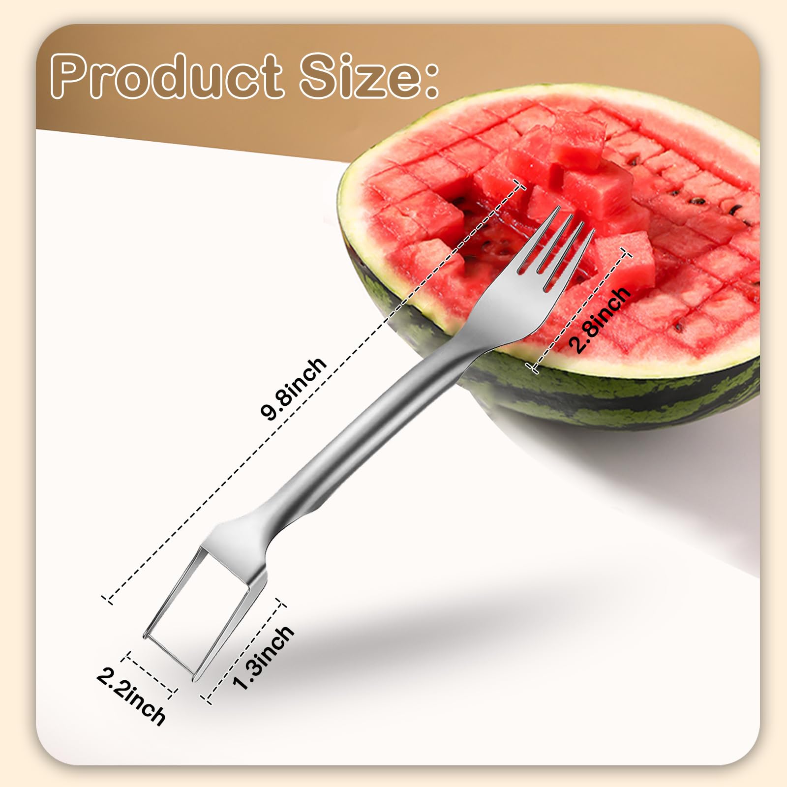 2-in-1 Stainless Steel Fruit Cutter, Dual Head Watermelon Fork Slicer, Fruit Forks Slicer Knife for Home Kitchen (1 Pcs)